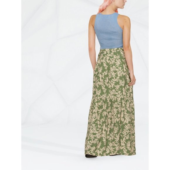 BA&SH Tally Botanical-print High-rise Woven Maxi Skirt in Green Size 0 | XS - Picture 4 of 13
